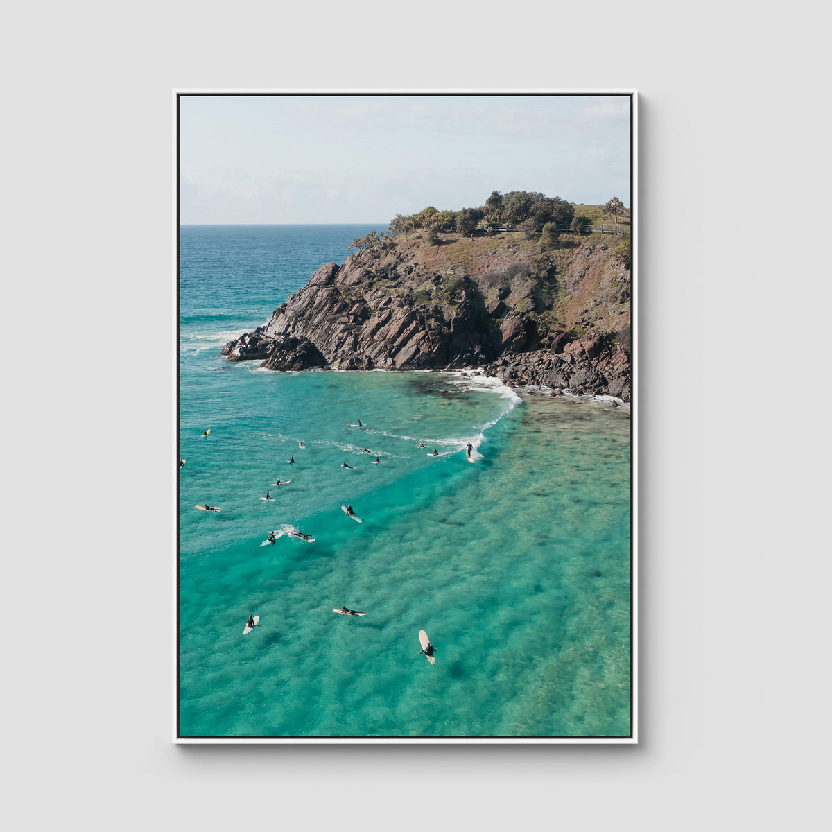 Cabarita Longboarder - Fine Art Print - Float Frame Canvas - White - Portrait