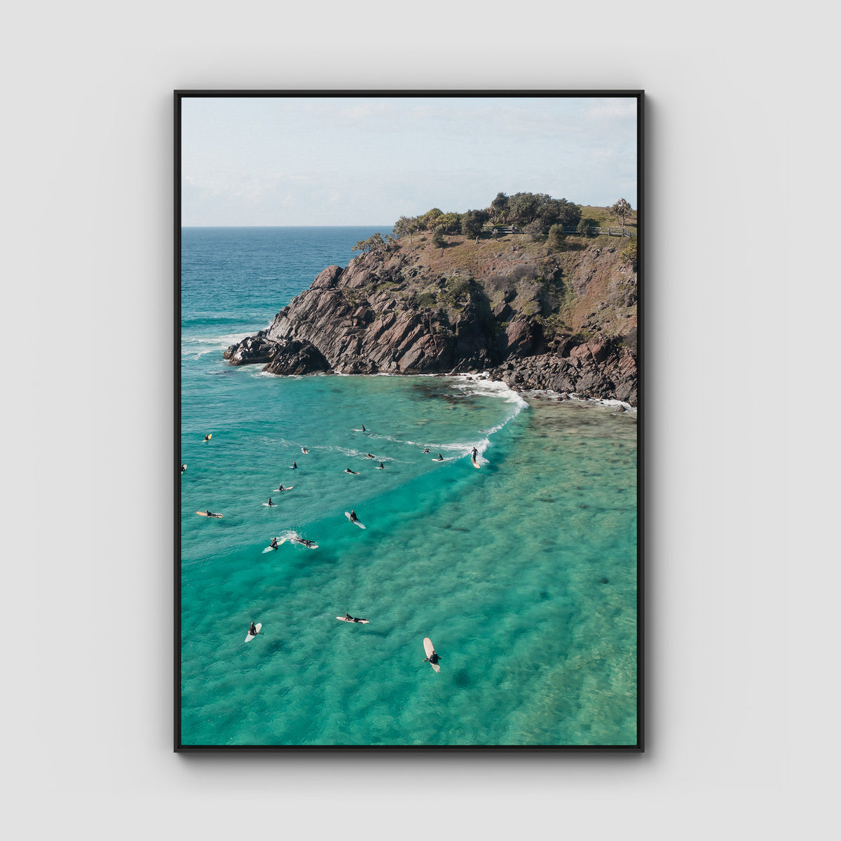 Cabarita Longboarder - Fine Art Print - Float Frame Canvas - Black - Portrait