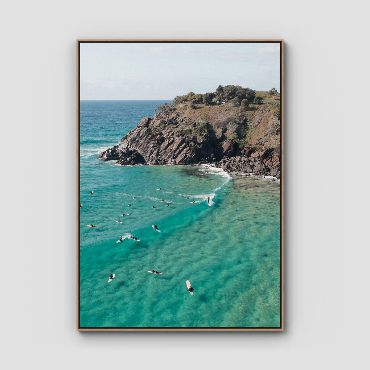 Cabarita Longboarder - Fine Art Print - Float Frame Canvas - Raw Oak - Portrait