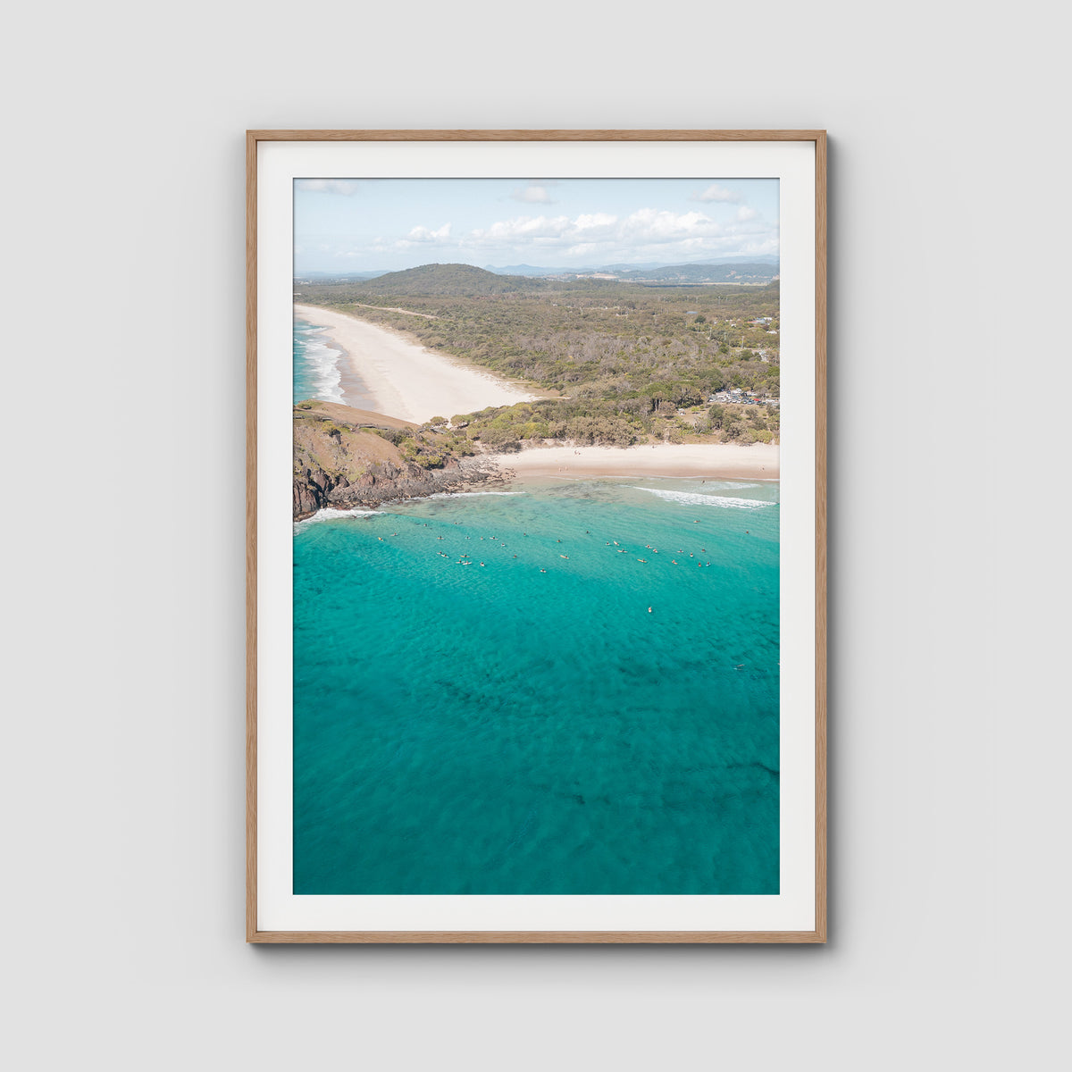 Rolling South - Cabarita - Fine Art Print - Traditional Frame - Raw Oak - Portrait