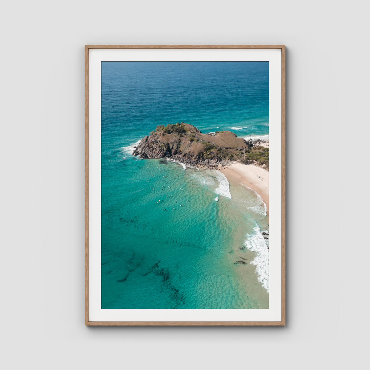 Sea Glass Tides - Cabarita - Fine Art Print - Traditional Frame - Raw Oak - Portrait