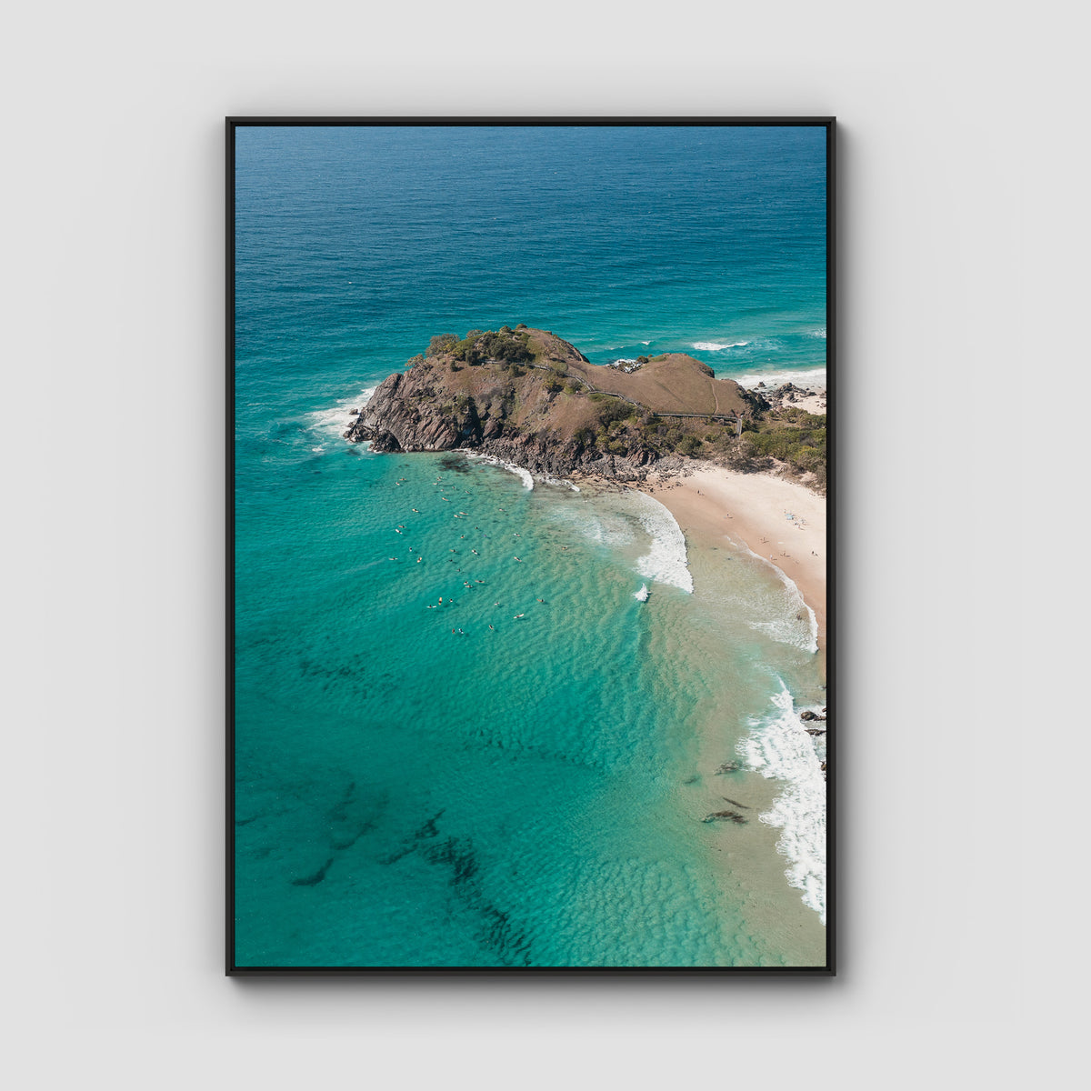 Sea Glass Tides - Cabarita - Fine Art Print - Float Frame Canvas - Black - Portrait