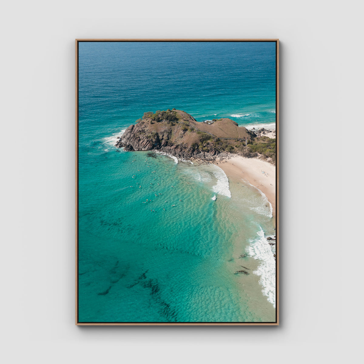 Sea Glass Tides - Cabarita - Fine Art Print - Float Frame Canvas - Raw Oak - Portrait