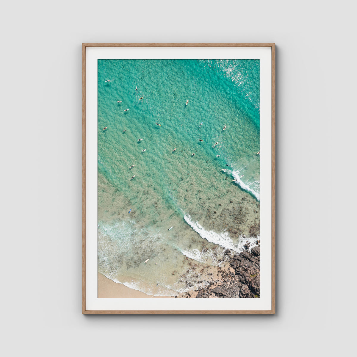 Cabarita Top Down - Fine Art Print - Traditional Frame - Raw Oak - Portrait
