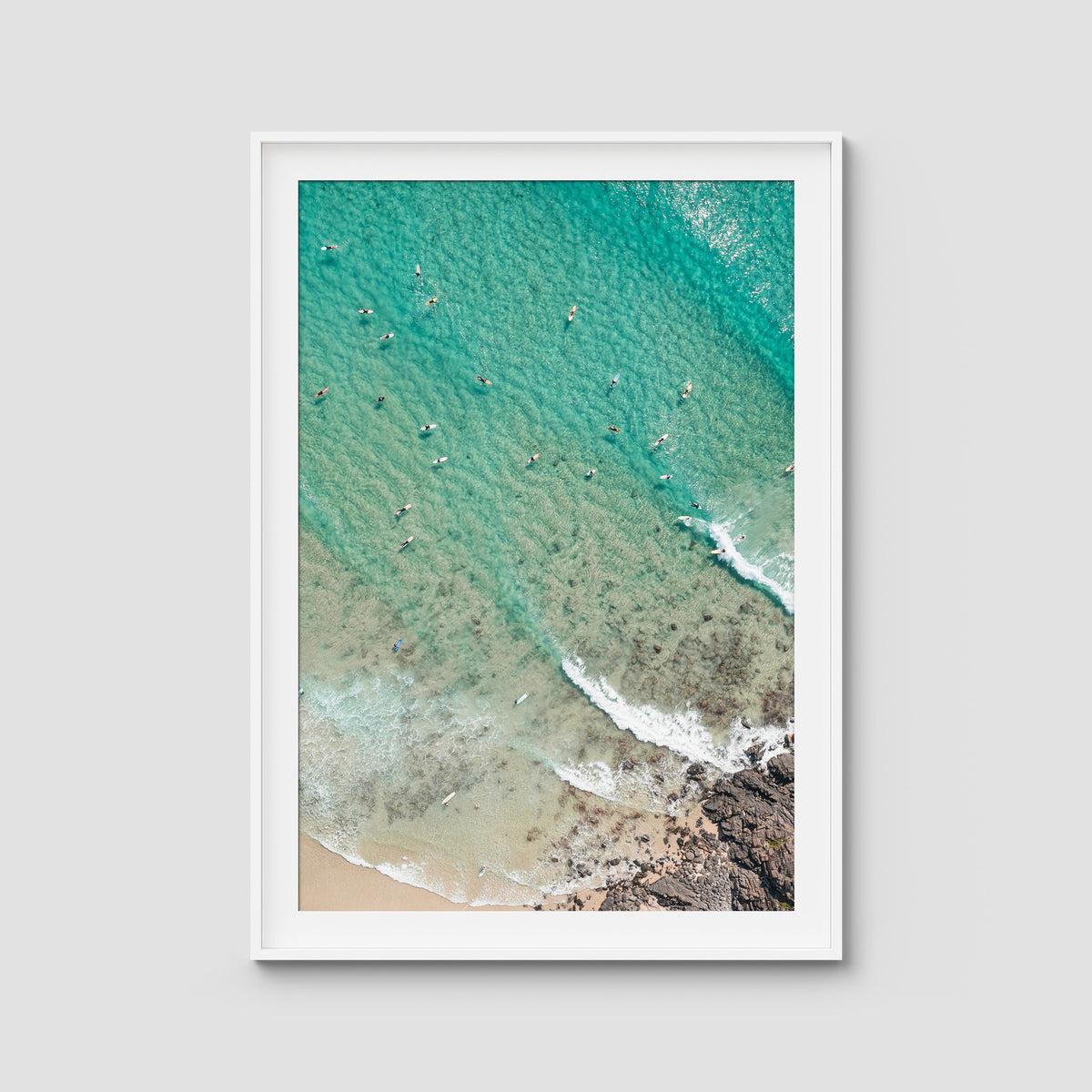 Cabarita Top Down - Fine Art Print - Traditional Frame - White - Portrait