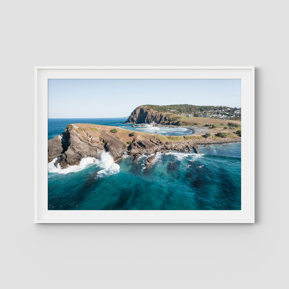 Crescent Head Point - Art Print - Traditional Frame - White - Landscape