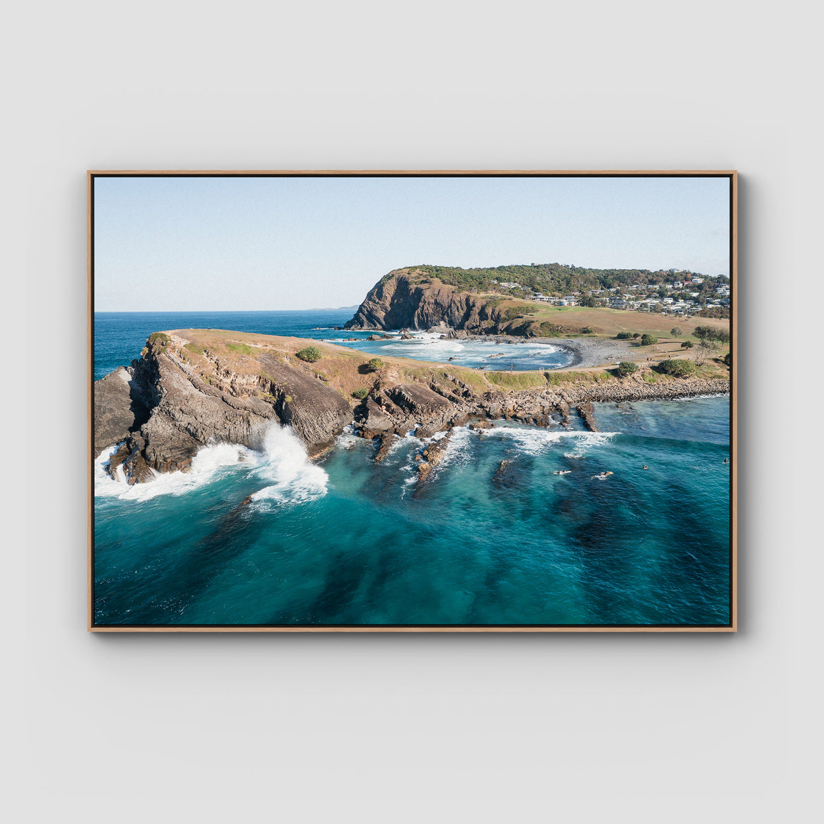 Crescent Head Point - Art Print - Float Frame Canvas - Raw Oak - Landscape