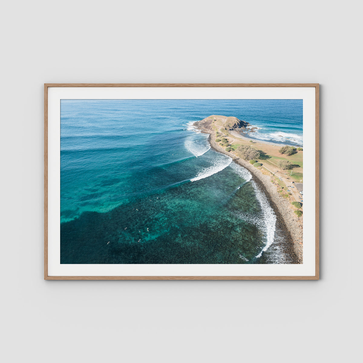 Crescent Head  Swell Lines iii - Art Print - Traditional Frame - Raw Oak - Landscape