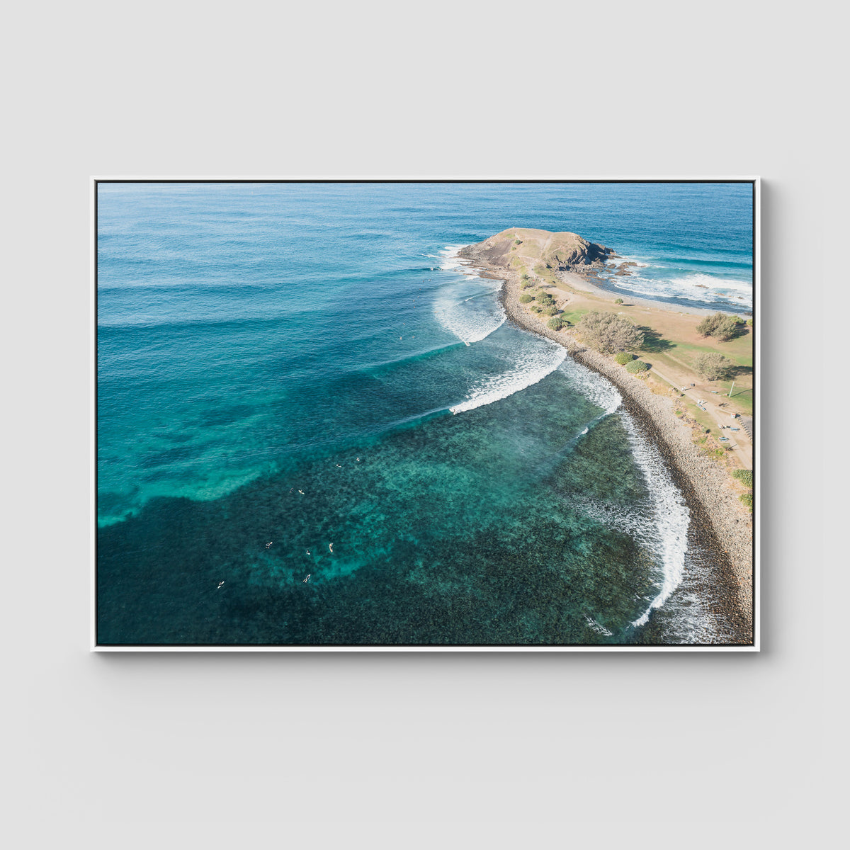 Crescent Head  Swell Lines iii - Art Print - Float Frame Canvas - White - Landscape