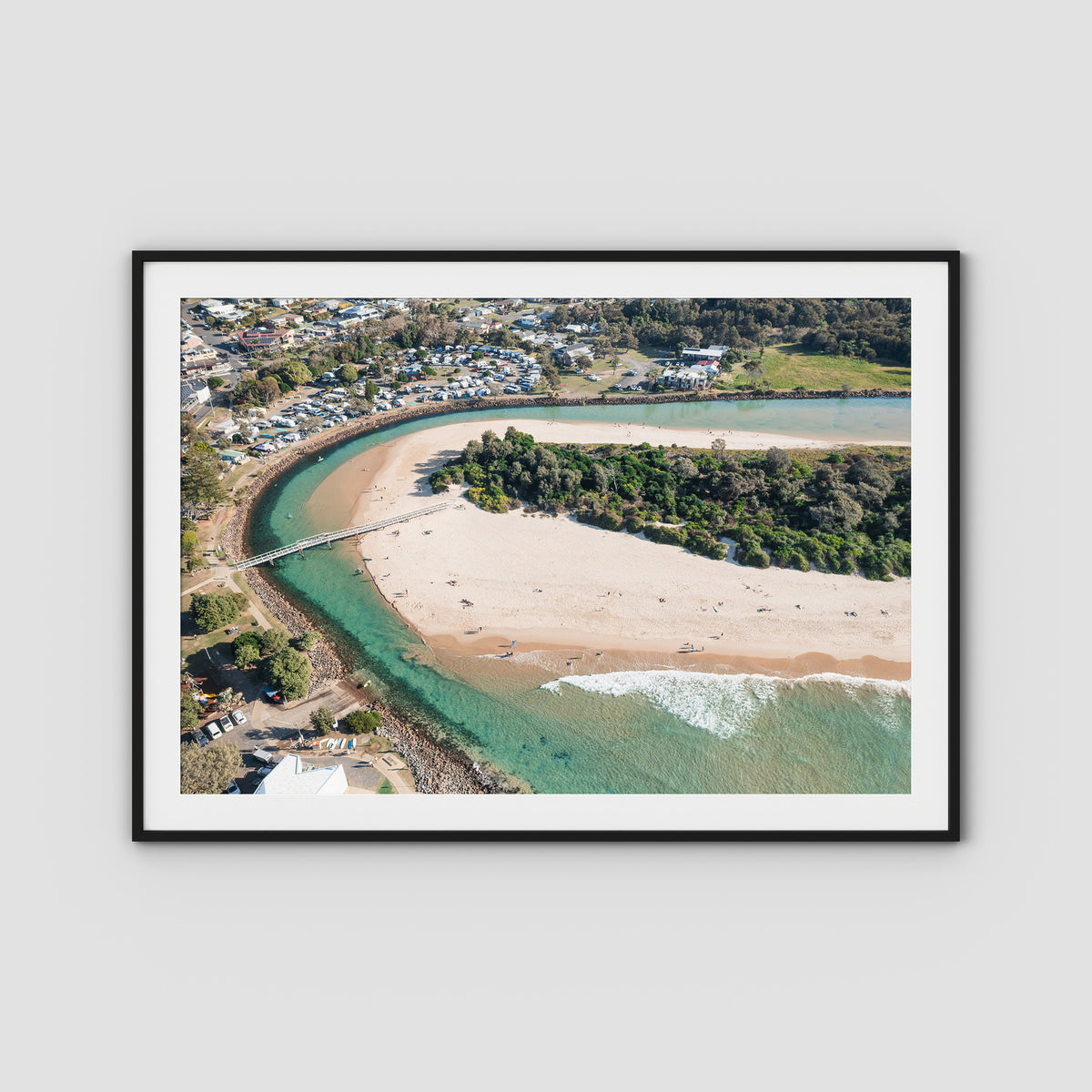 Crescent Head Creek Bridge - Art Print - Traditional Frame - Black - Landscape