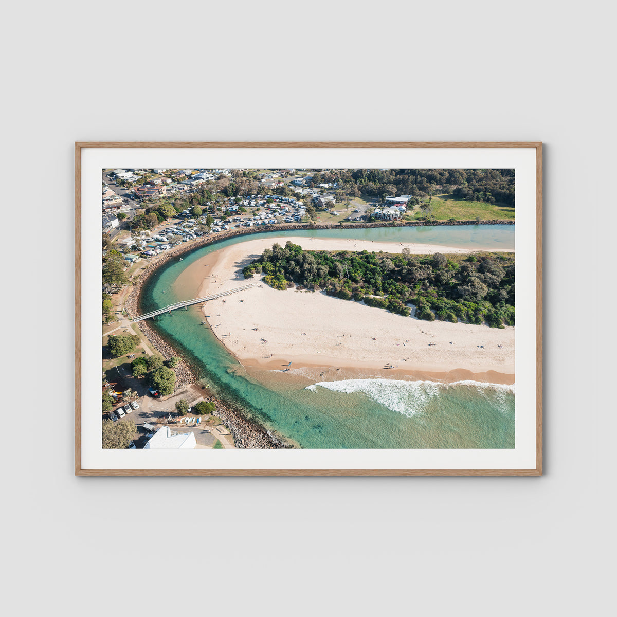 Crescent Head Creek Bridge - Art Print - Traditional Frame - Raw Oak - Landscape