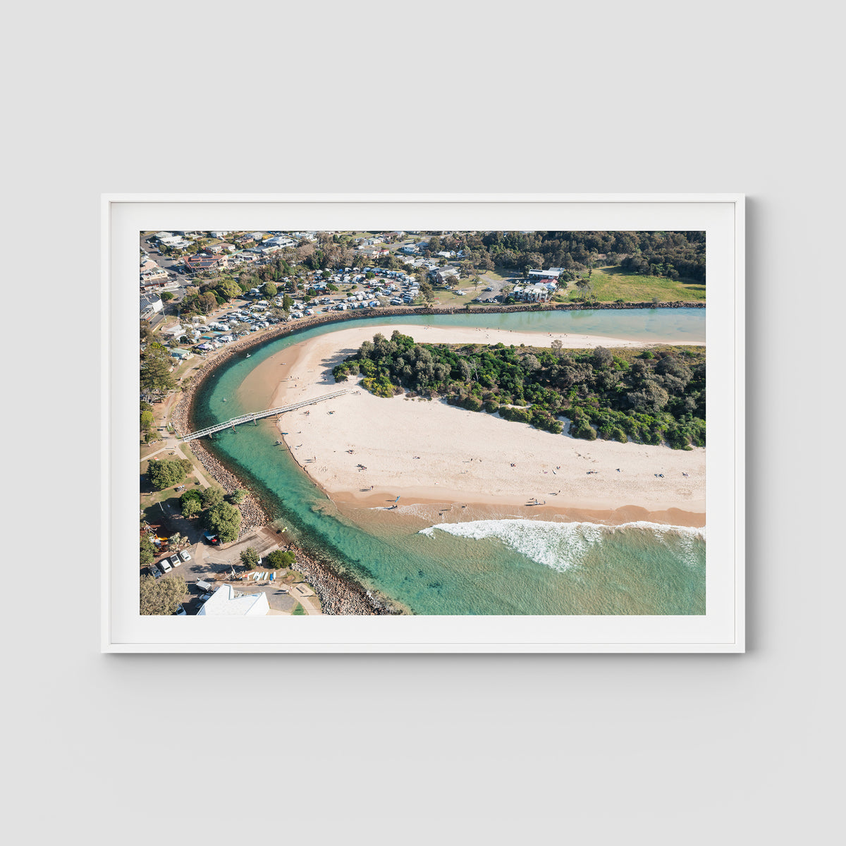 Crescent Head Creek Bridge - Art Print - Traditional Frame - White - Landscape