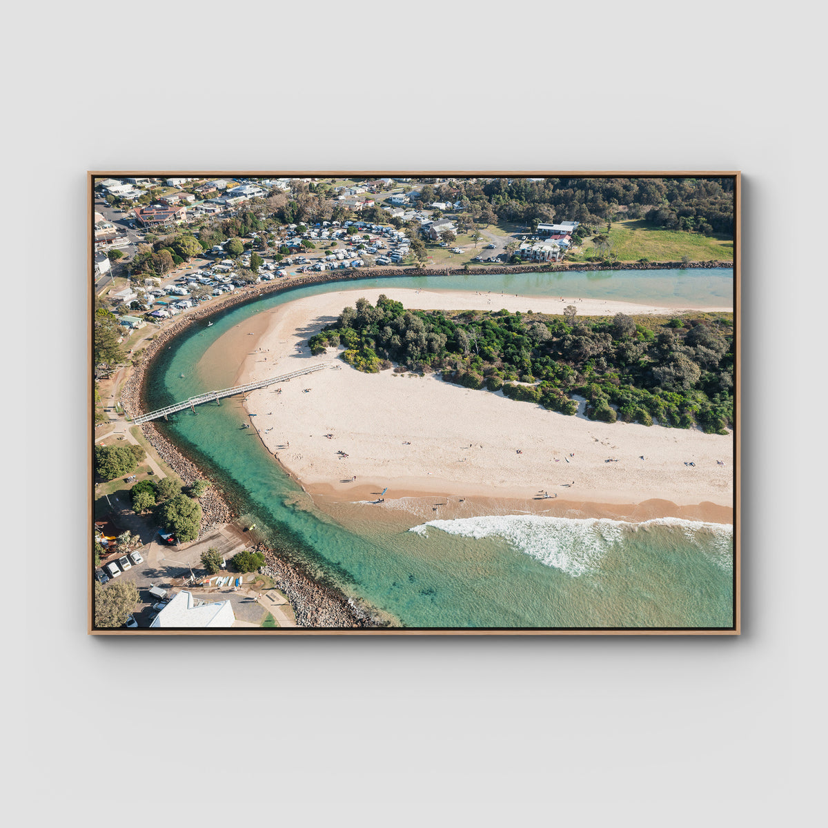 Crescent Head Creek Bridge - Art Print - Float Frame Canvas - Raw Oak - Landscape