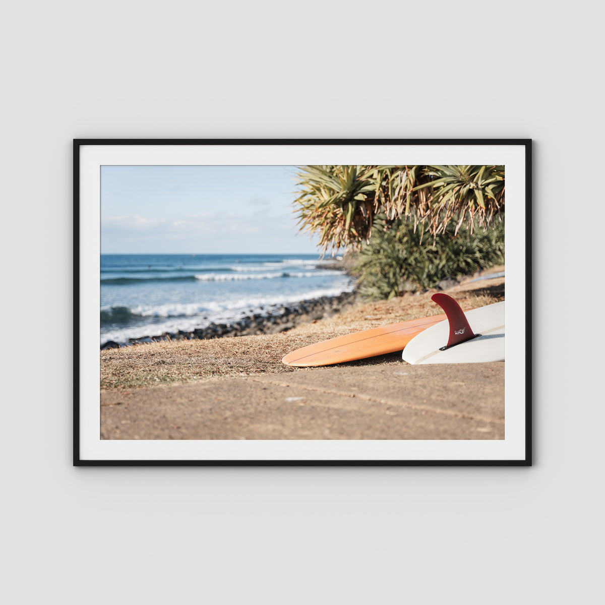 Single Fin Love - Crescent Head - Art Print - Traditional Frame - Black - Landscape