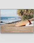 Single Fin Love - Crescent Head - Art Print - Float Frame Canvas - White - Landscape