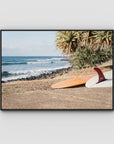 Single Fin Love - Crescent Head - Art Print - Float Frame Canvas - Black - Landscape