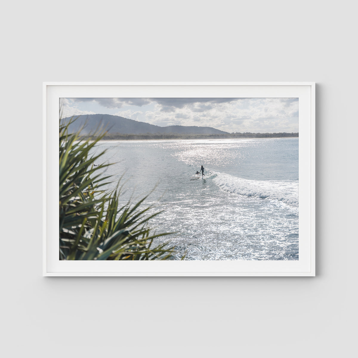 Crescent Head Longboarder Flow - Art Print - Traditional Frame - White - Landscape