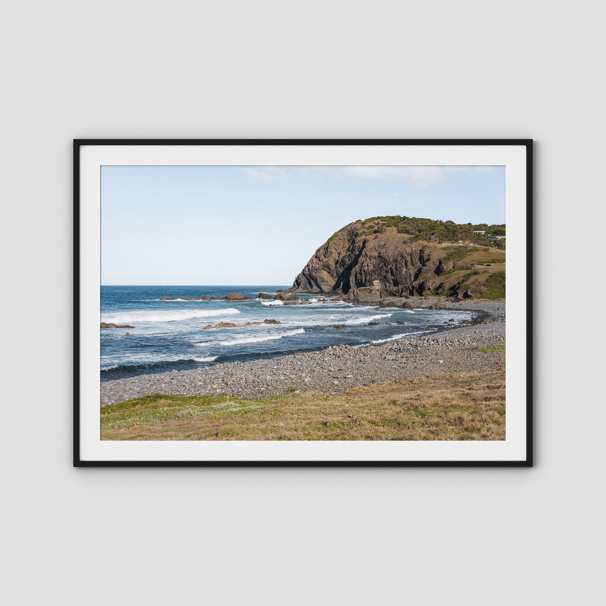 Pebbly Beach - Crescent Head - Art Print - Traditional Frame - Black - Landscape