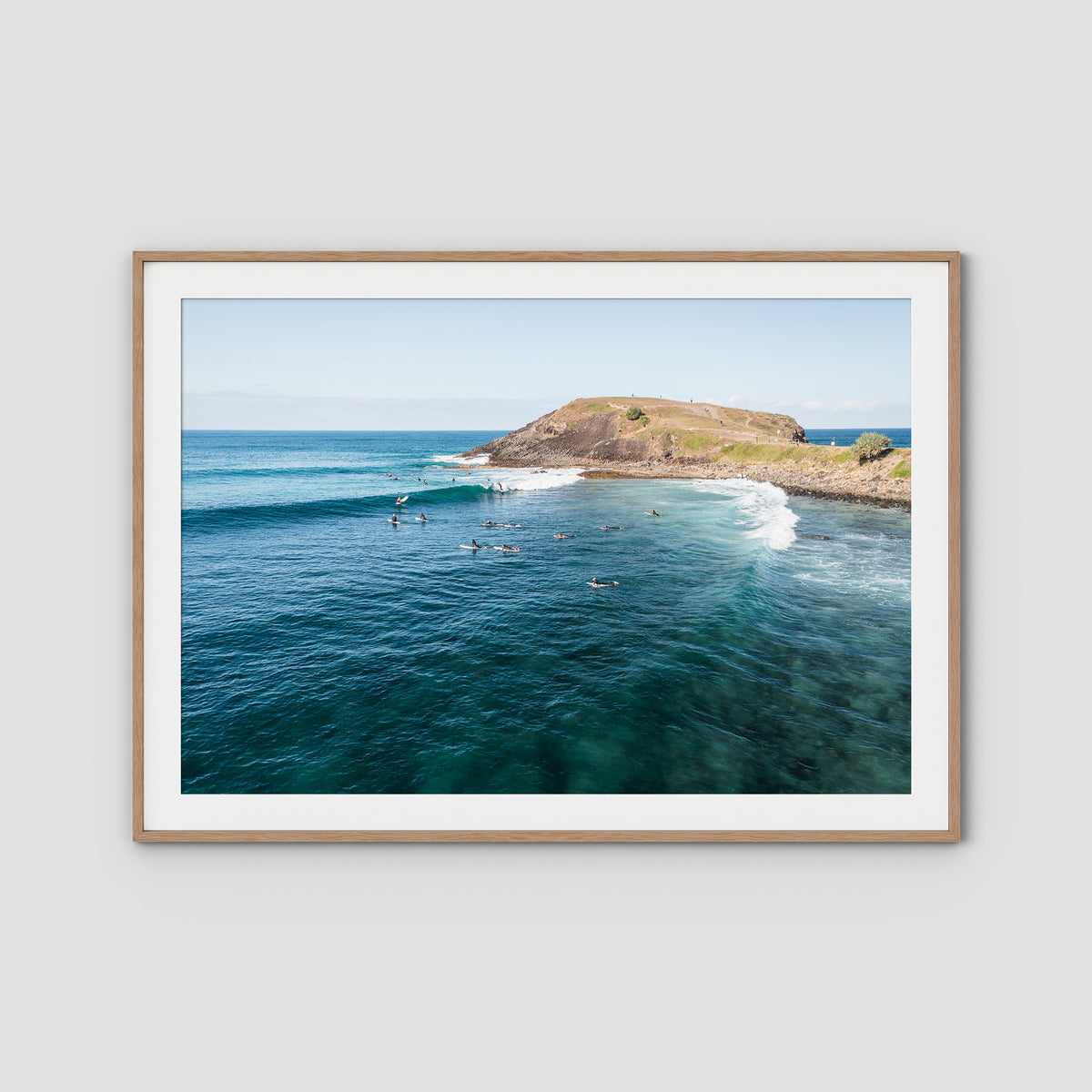 Crescent Head Waves ii - Art Print - Traditional Frame - Raw Oak - Landscape