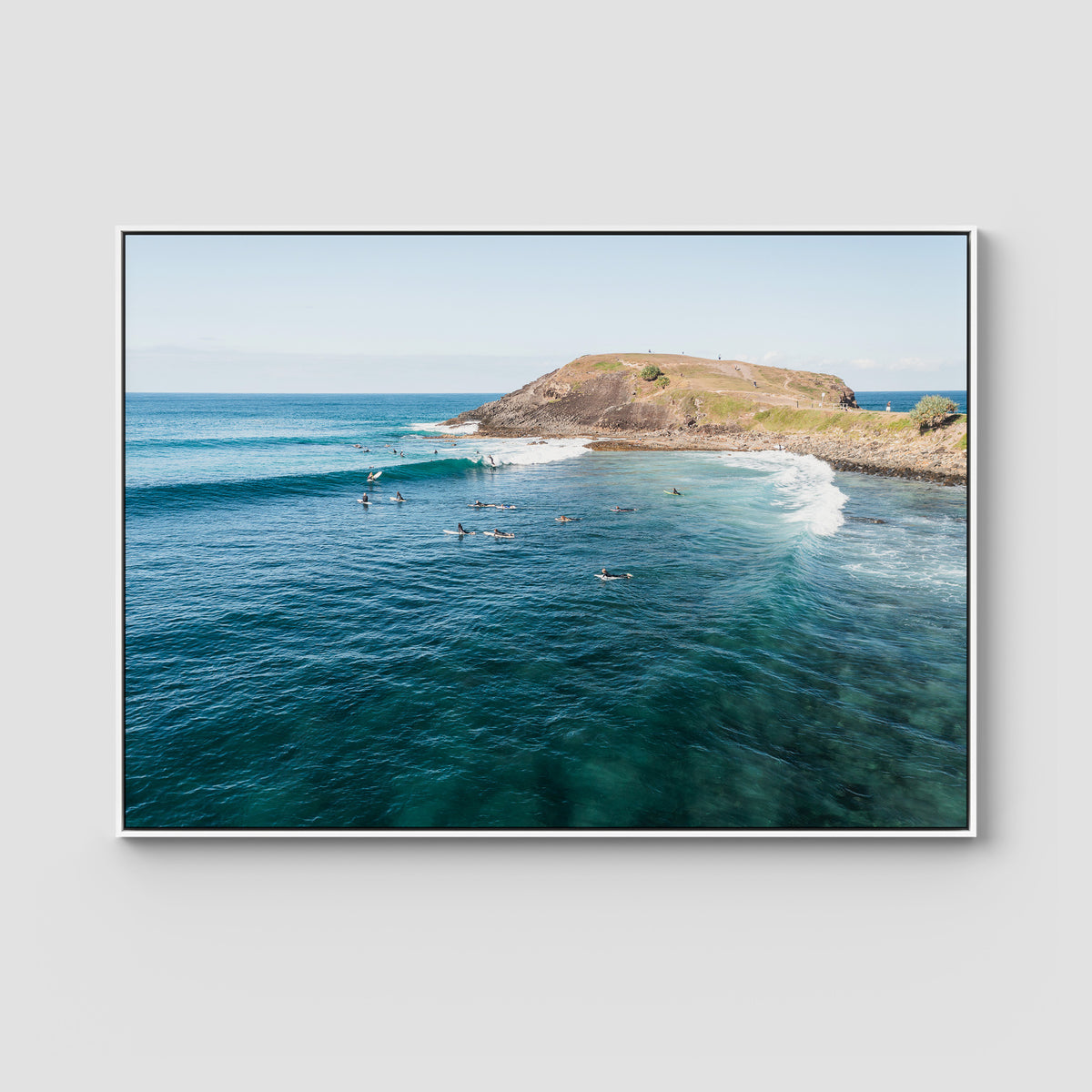 Crescent Head Waves ii - Art Print - Float Frame Canvas - White - Landscape