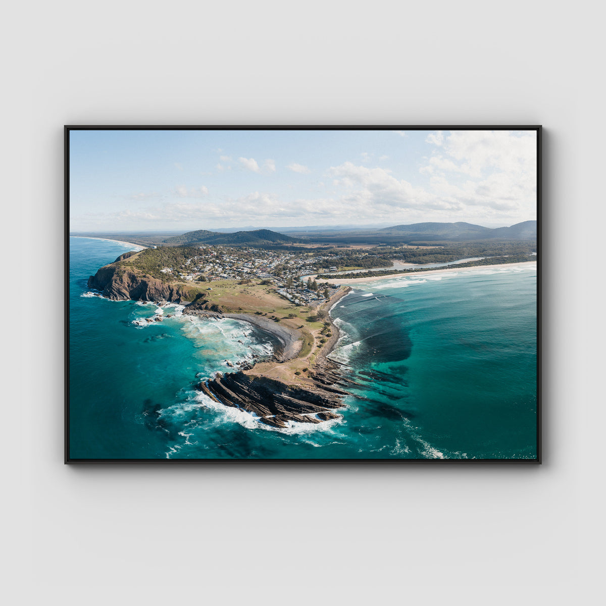 Crescent Head Headland Panorama - Art Print - Float Frame Canvas - Black - Landscape