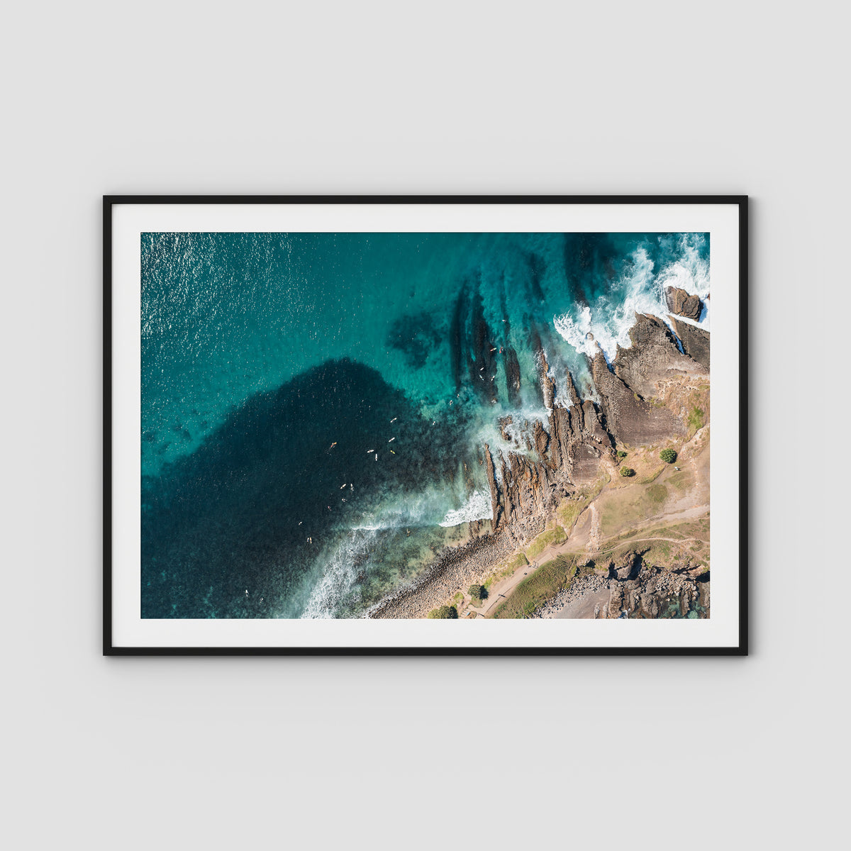 Crescent Head Top Down - Art Print - Traditional Frame - Black - Landscape