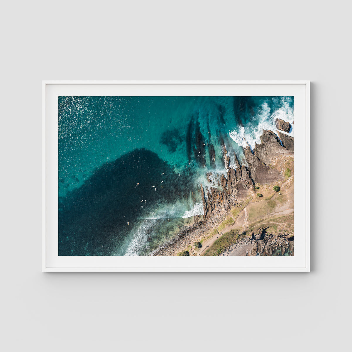 Crescent Head Top Down - Art Print - Traditional Frame - White - Landscape