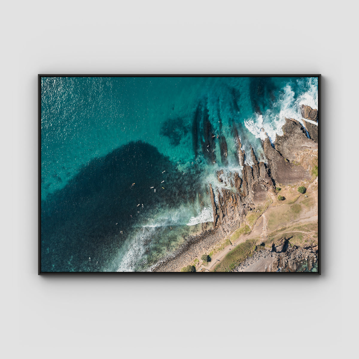 Crescent Head Top Down - Art Print - Float Frame Canvas - Black - Landscape
