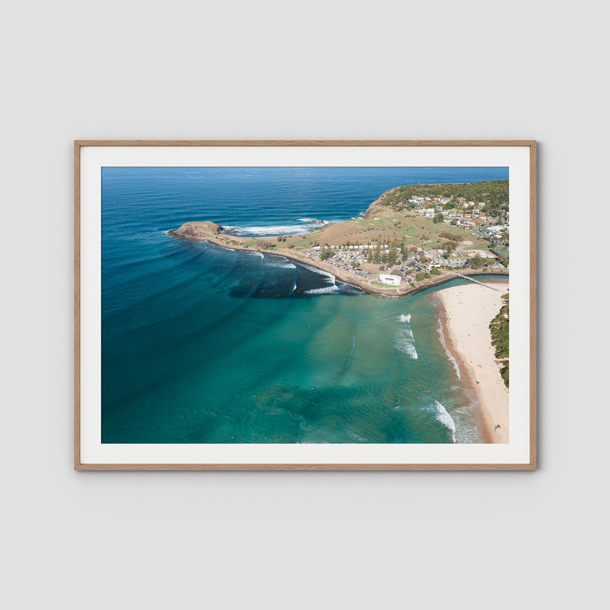 Crescent Head Swell Lines ii - Art Print - Traditional Frame - Raw Oak - Landscape