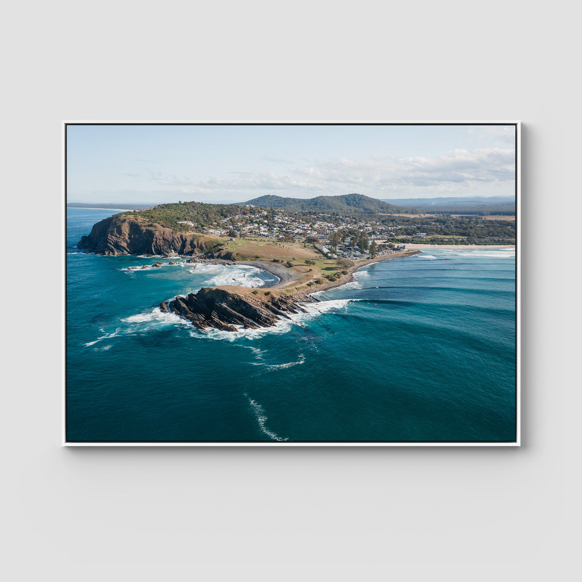 Crescent Head Headland ii - Art Print - Float Frame Canvas - White - Landscape