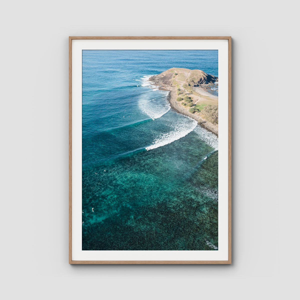 Crescent Head  Swell Lines iii - Art Print - Traditional Frame - Raw Oak - Portrait