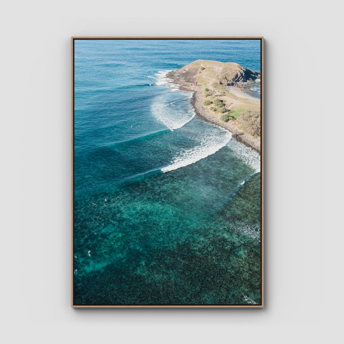 Crescent Head  Swell Lines iii - Art Print - Float Frame Canvas - Raw Oak - Portrait