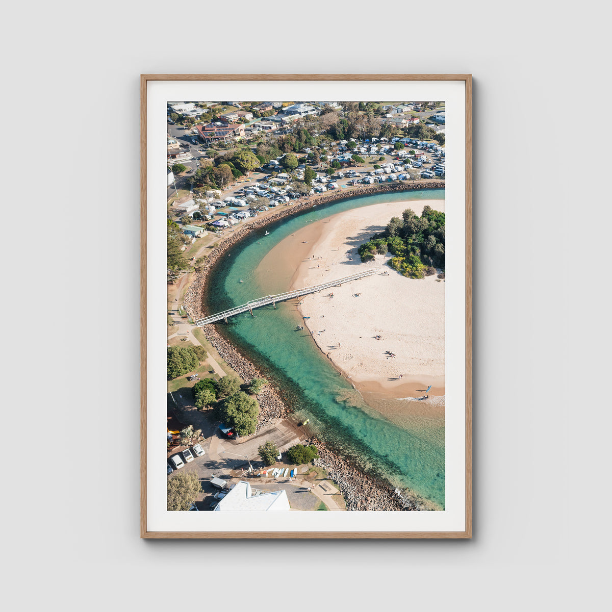 Crescent Head Creek Bridge - Art Print - Traditional Frame - Raw Oak - Portrait