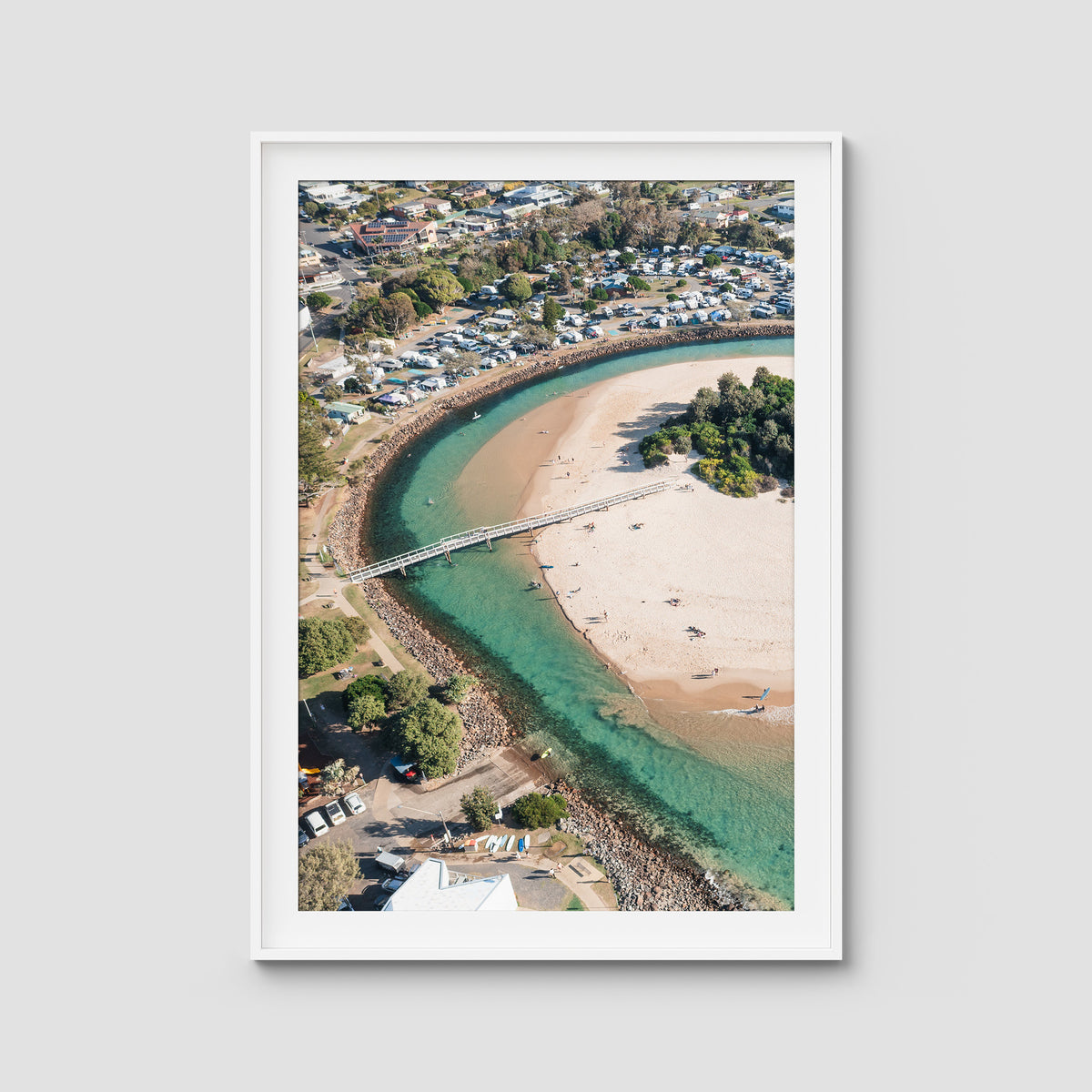 Crescent Head Creek Bridge - Art Print - Traditional Frame - White - Portrait