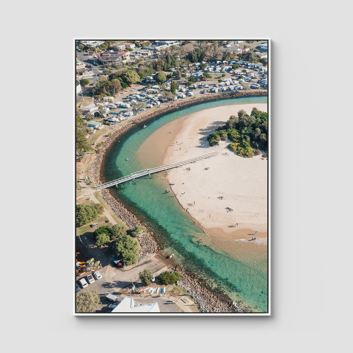 Crescent Head Creek Bridge - Art Print - Float Frame Canvas - White - Portrait