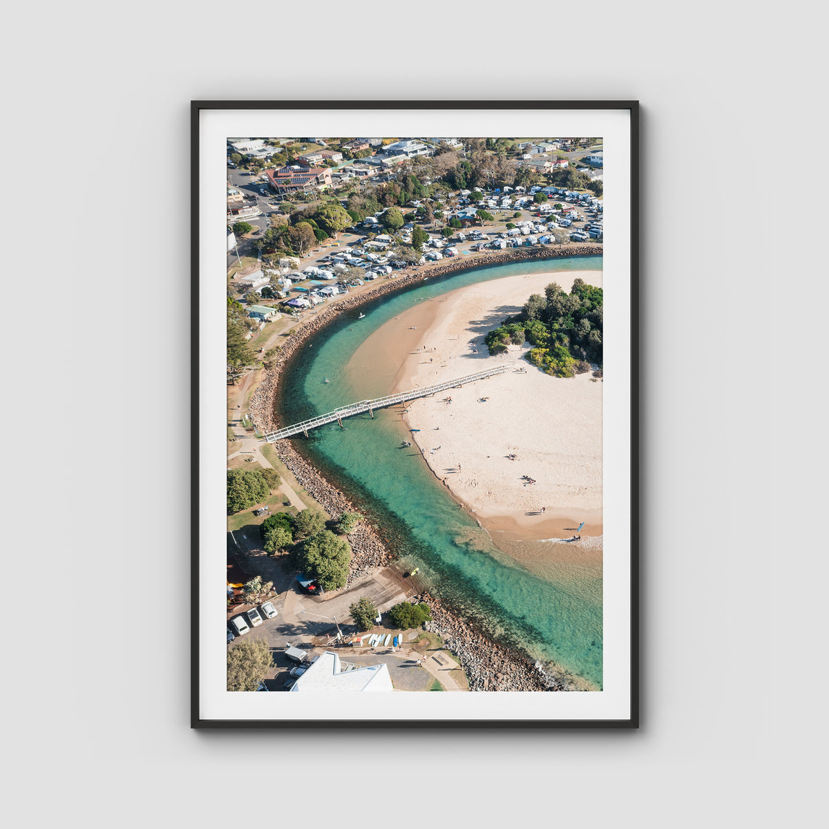 Crescent Head Creek Bridge - Art Print - Traditional Frame - Black - Portrait