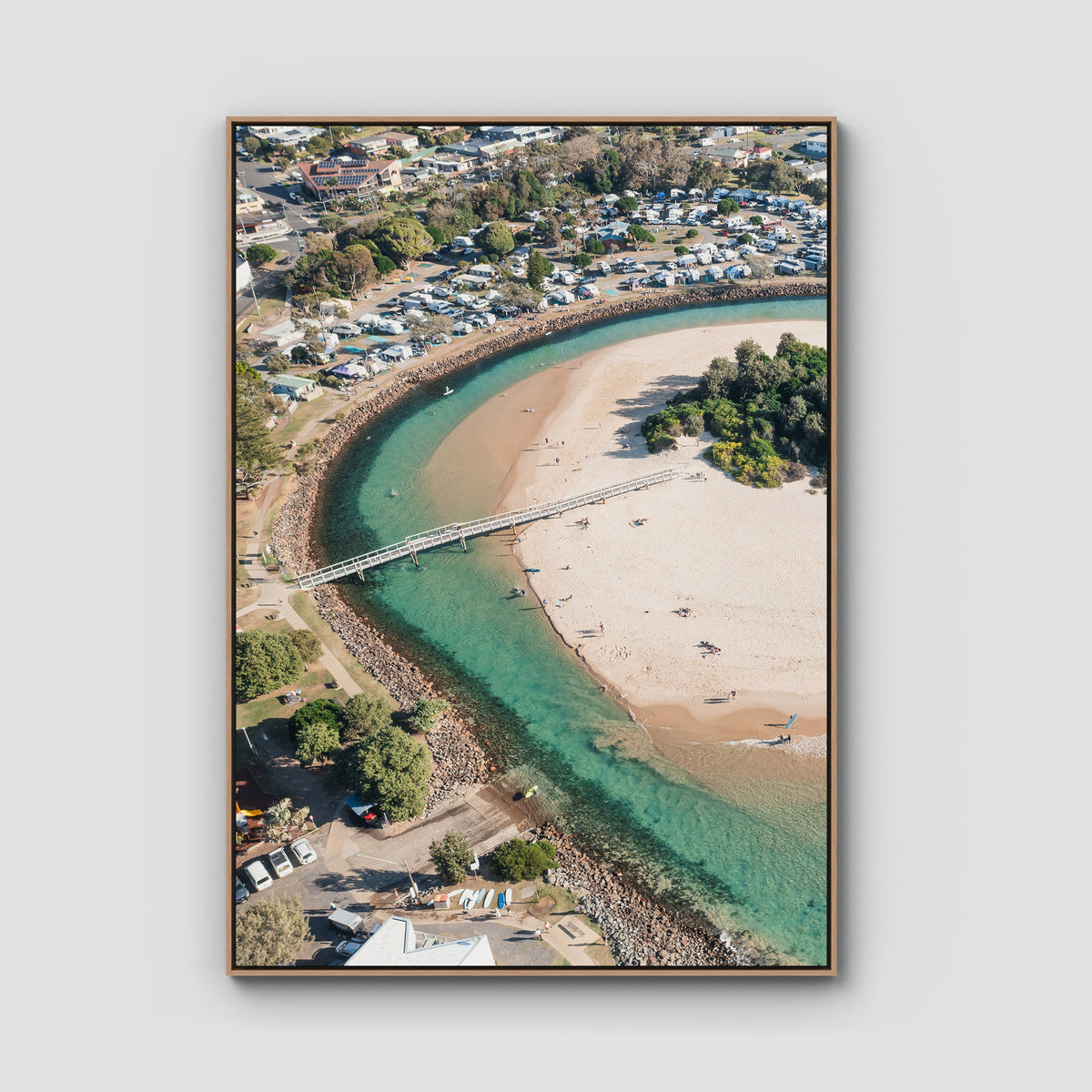 Crescent Head Creek Bridge - Art Print - Float Frame Canvas - Raw Oak - Portrait