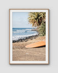 Single Fin Love - Crescent Head - Art Print - Traditional Frame - Raw Oak - Portrait