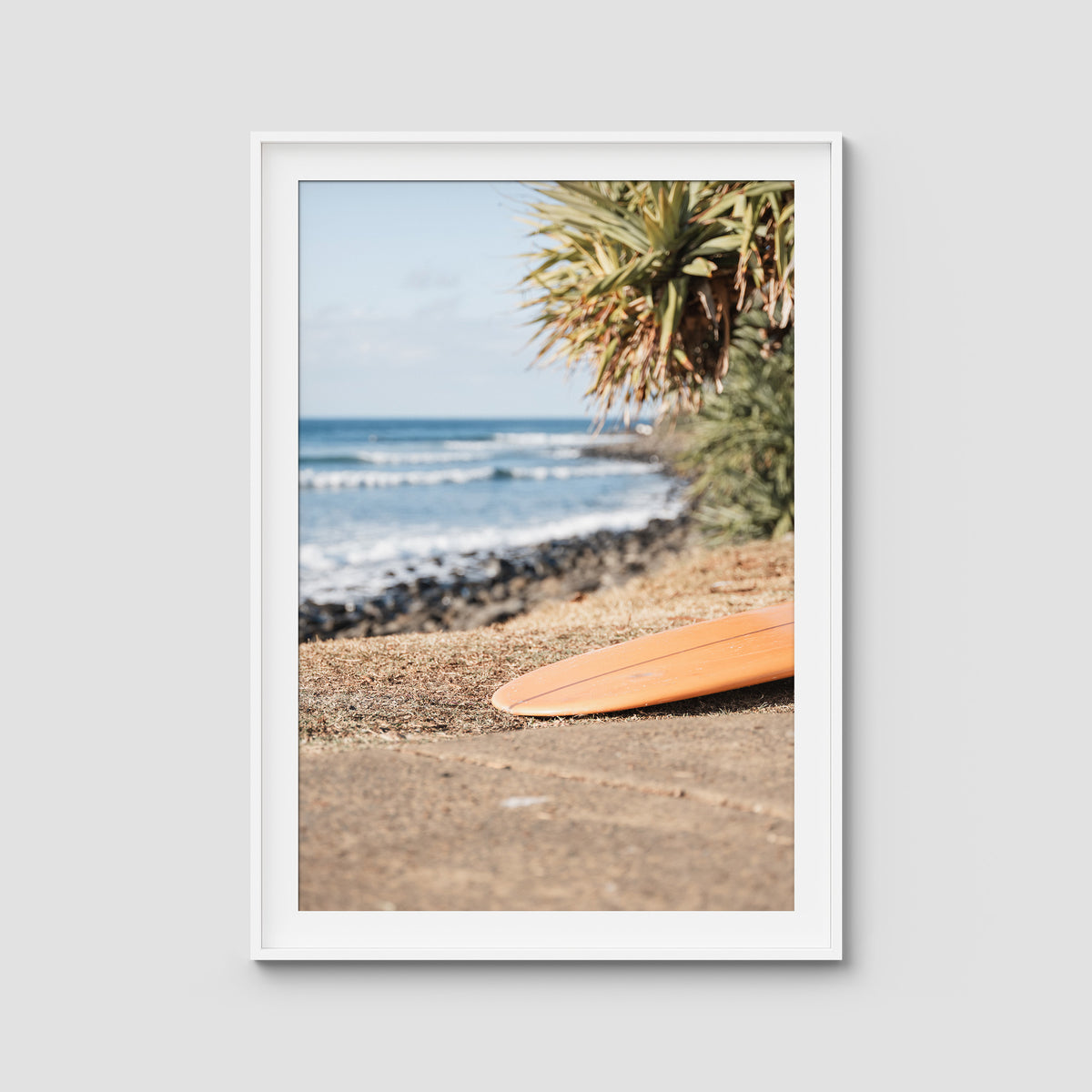 Single Fin Love - Crescent Head - Art Print - Traditional Frame - White - Portrait