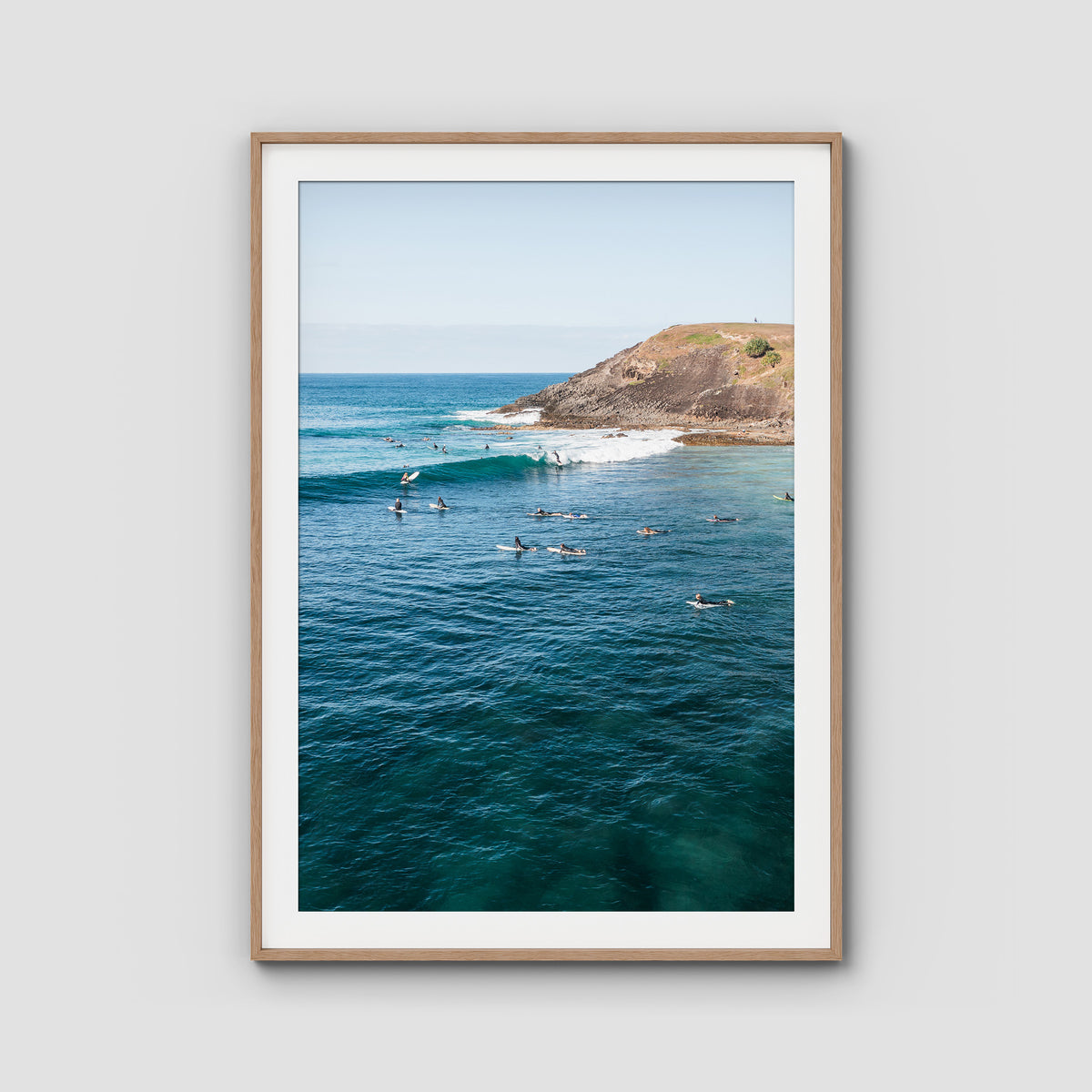 Crescent Head Waves ii - Art Print - Traditional Frame - Raw Oak - Portrait