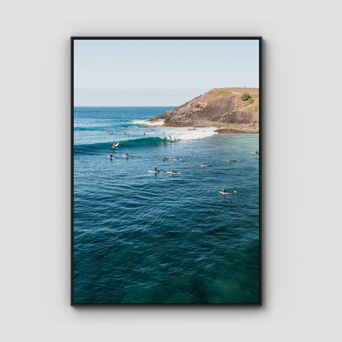 Crescent Head Waves ii - Art Print - Float Frame Canvas - Black - Portrait