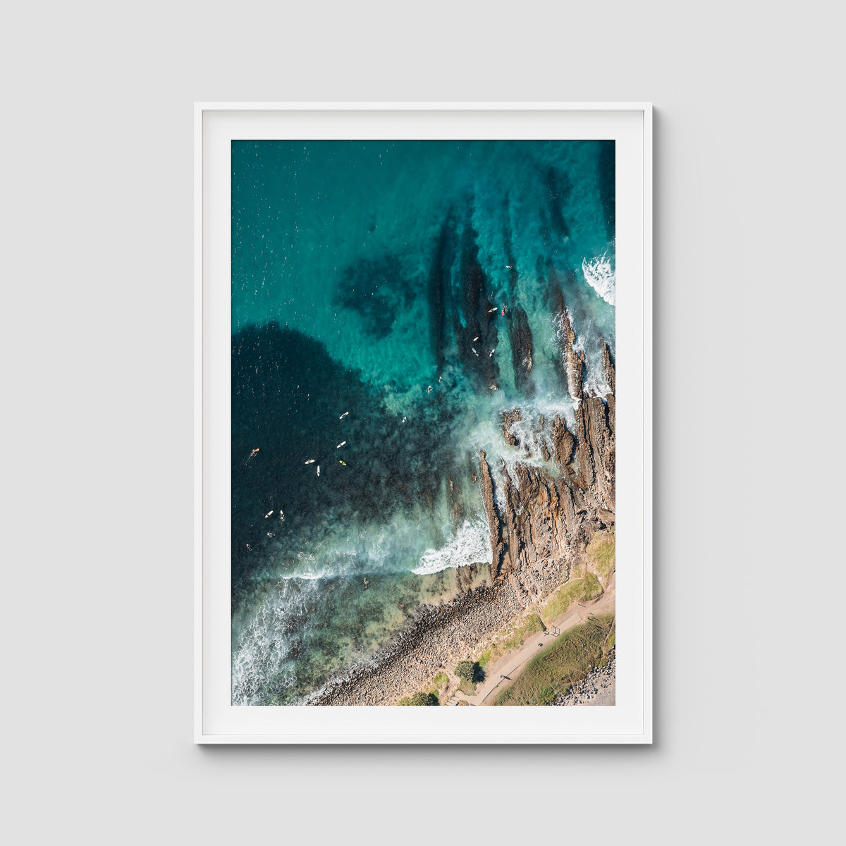 Crescent Head Top Down - Art Print - Traditional Frame - White - Portrait