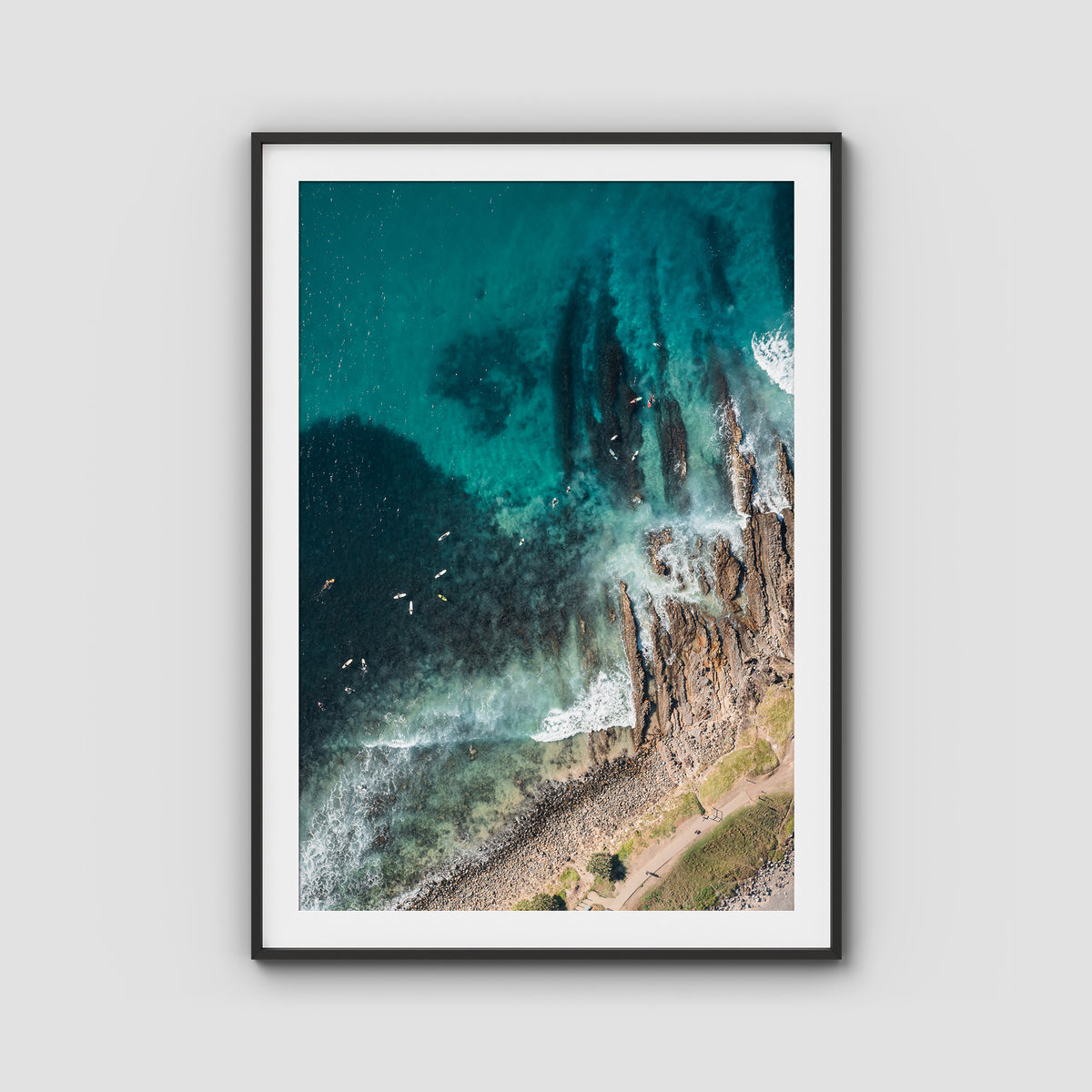 Crescent Head Top Down - Art Print - Traditional Frame - Black - Portrait