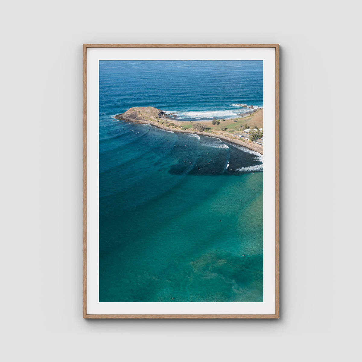 Crescent Head Swell Lines ii - Art Print - Traditional Frame - Raw Oak - Portrait
