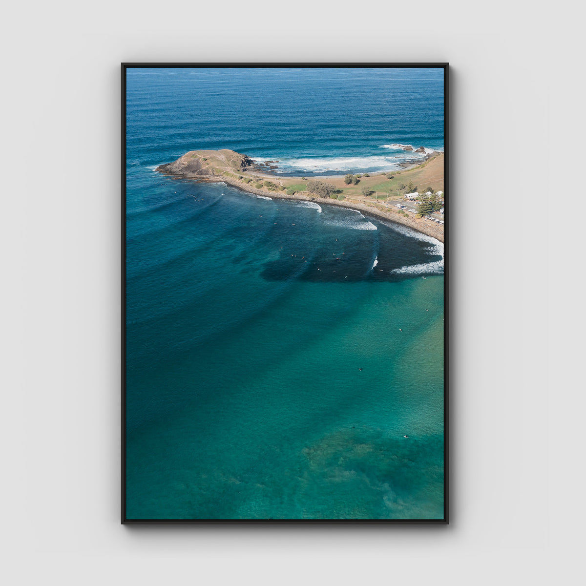 Crescent Head Swell Lines ii - Art Print - Float Frame Canvas - Black - Portrait