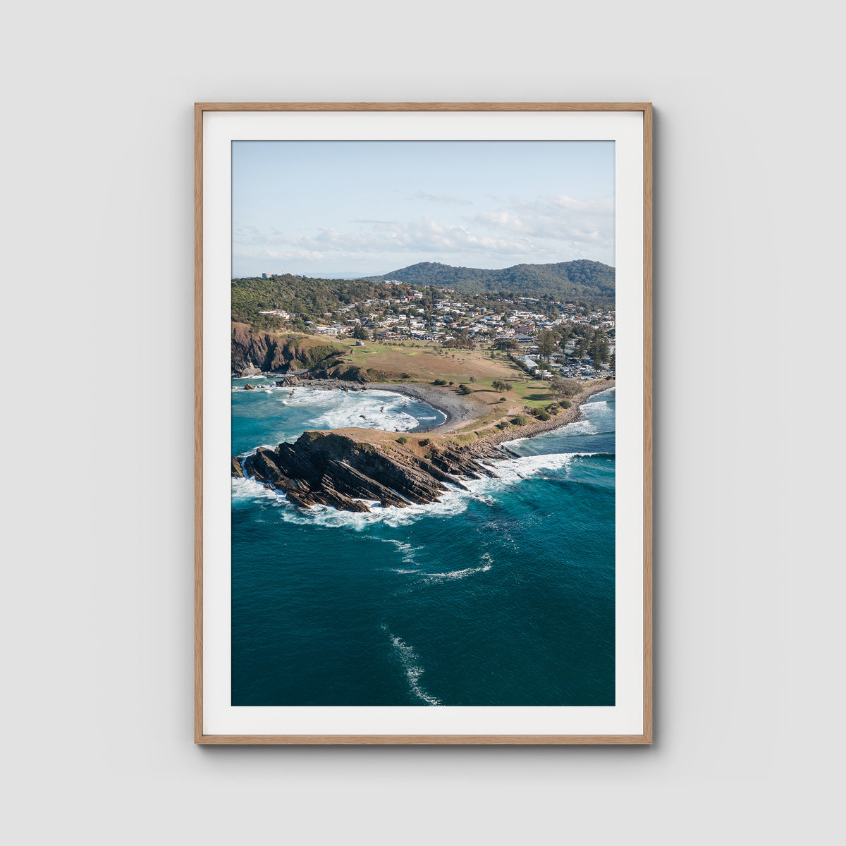 Crescent Head Headland ii - Art Print - Traditional Frame - Raw Oak - Portrait