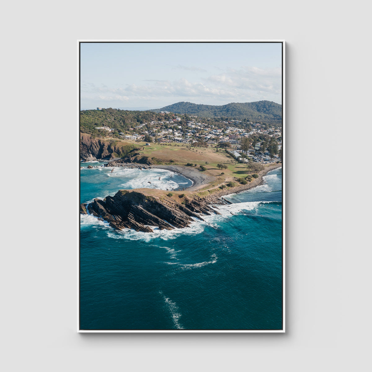 Crescent Head Headland ii - Art Print - Float Frame Canvas - White - Portrait