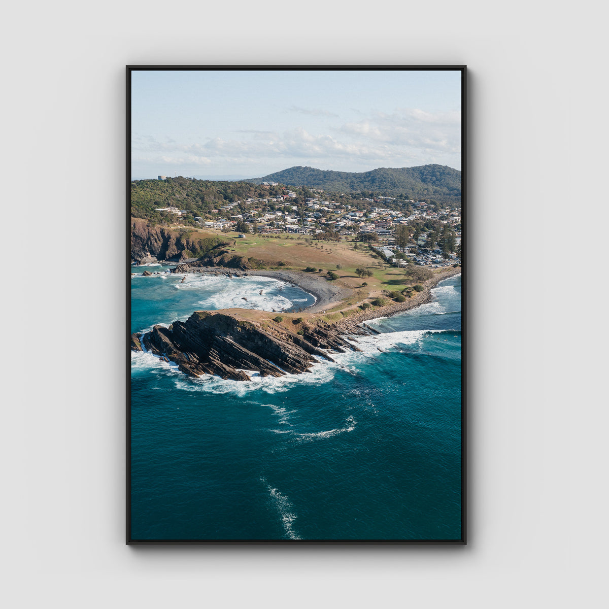 Crescent Head Headland ii - Art Print - Float Frame Canvas - Black - Portrait