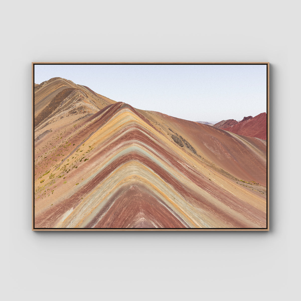 Rainbow Mountain - Peru - Fine Art Print - Float Frame Canvas - Raw Oak - Landscape