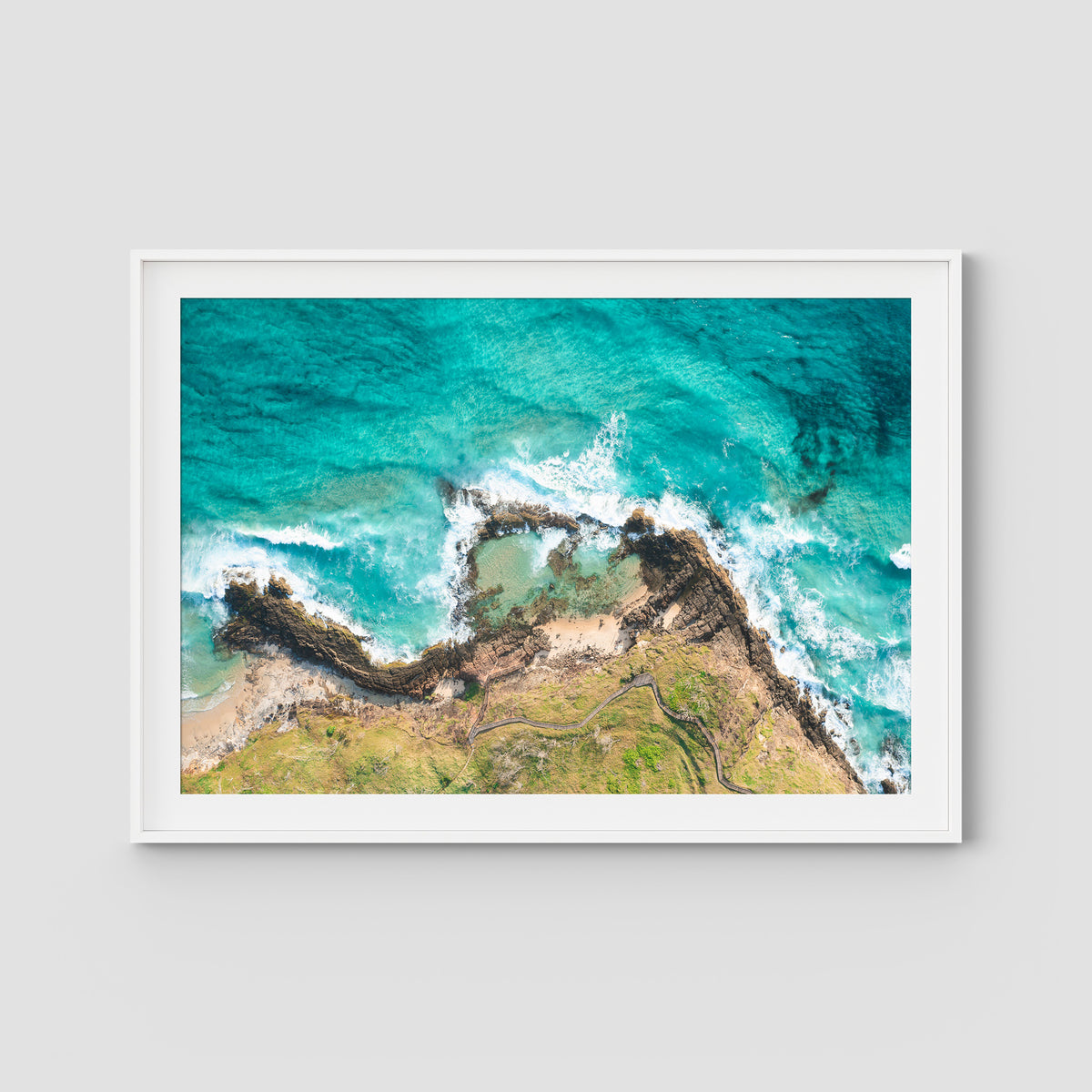 Champagne Pools - Fraser Island - Art Print - Traditional Frame - White - Landscape
